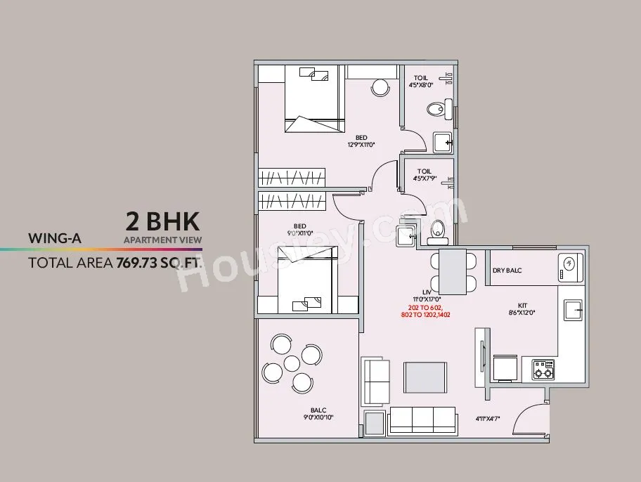 Sankalp HiLife Unit plan - 770 sq.ft.